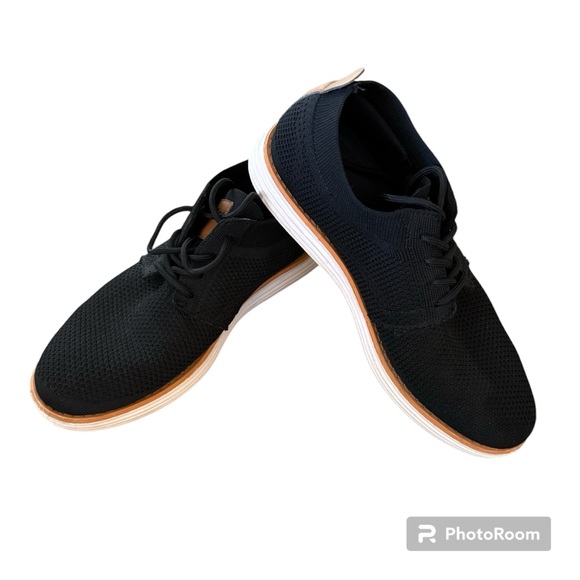 Bruno Marc Men KnitFlex Mesh Oxfords Lace-Up Shoes, sz 8, Black w/ white soles. - Picture 1 of 6